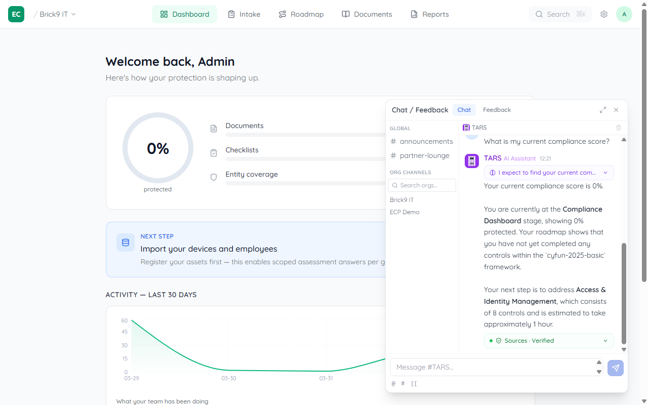 TARS responding to a compliance question with a detailed answer about policy requirements