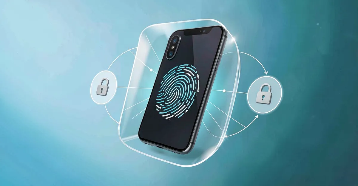 Smartphone with security shield and biometric elements