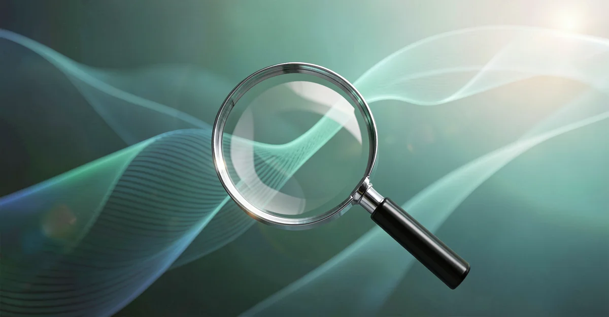 Magnifying glass over data visualization - risk analysis